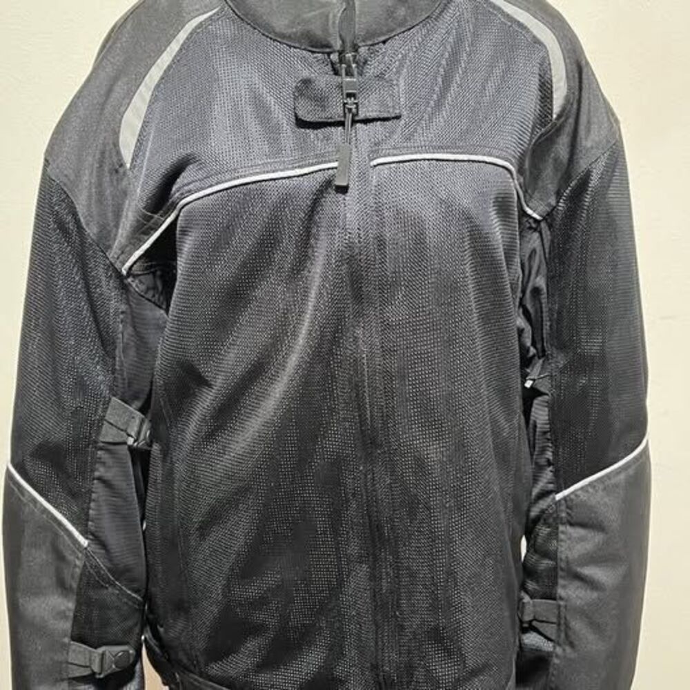 Noru Kuki Durable Mesh Motorcycle Riding Jacket Mens Large Black Padded EUC